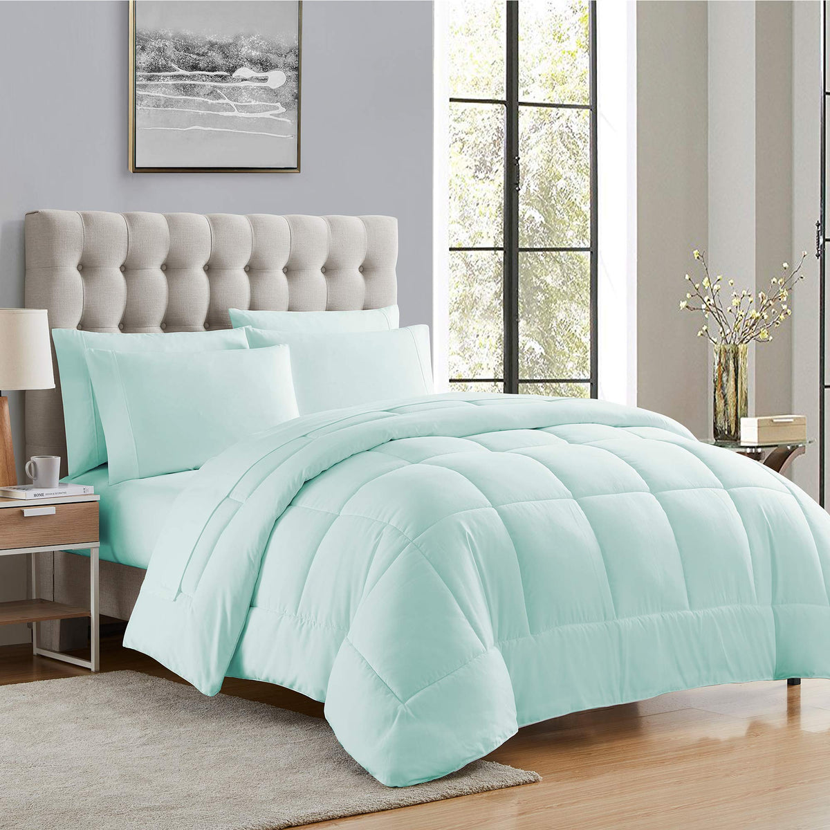 Full Size Comforter Set with Sheets - 7-Piece Bedding Collection - 1 Comforter, 1 Fitted Sheet, 1 Flat, 4 Pillowcases - Deep Pocket - Soft & Breathable Premium Quality - Ideal for All Seasons, Gray