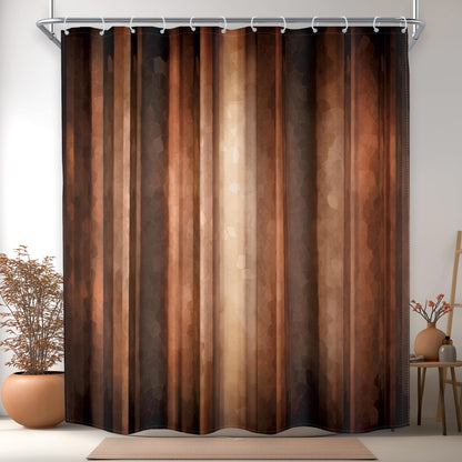 Rustic Brown Striped Shower Curtain Abstract Ombre Vintage Modern Masculine