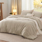 Bedsure Queen Comforter Set Prewashed Soft Bedding Set 3Pcs Beige 90"x90"