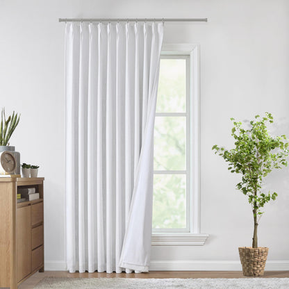 Vision Home Natural Pinch Pleated Full Blackout Curtains Linen Blended Room Darkening Window Curtains 95 inch for Living Room Bedroom Thermal Insulated Pinch Pleat Drapes with Hooks 2 Panel 40"Wx95"L