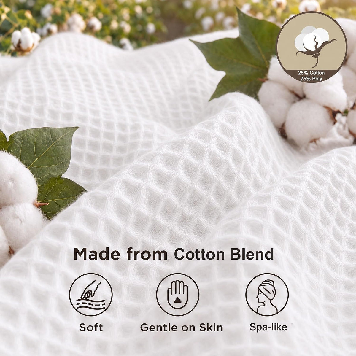 White Waffle Weave Shower Curtain 258GSM Heavyweight Cotton Fabric 72Wx72L