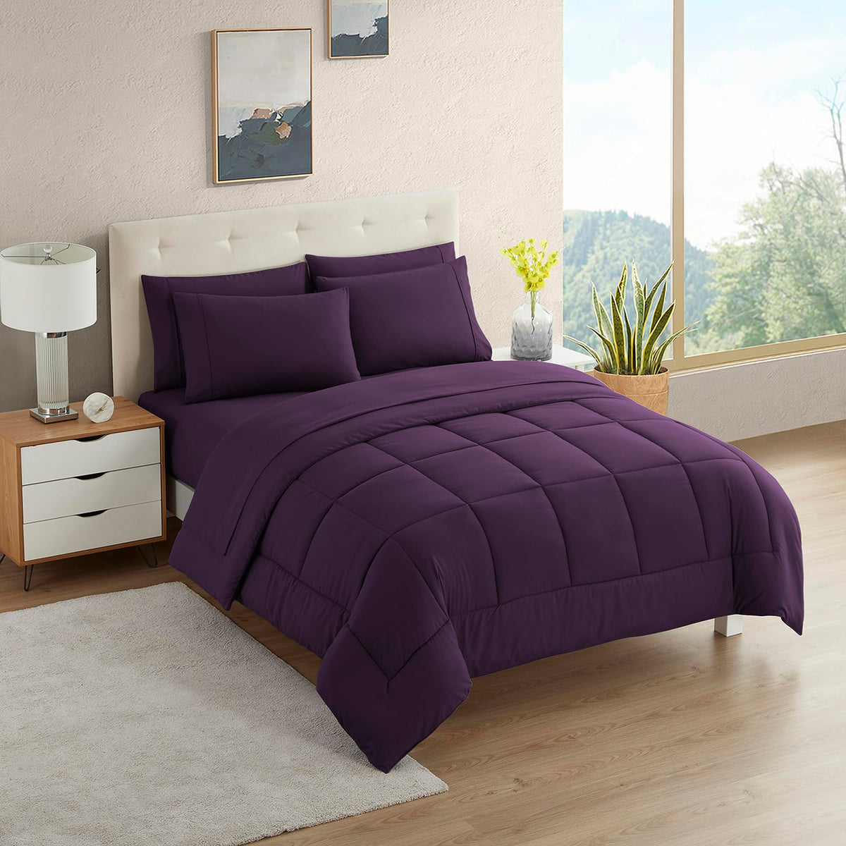 Full Size Comforter Set with Sheets - 7-Piece Bedding Collection - 1 Comforter, 1 Fitted Sheet, 1 Flat, 4 Pillowcases - Deep Pocket - Soft & Breathable Premium Quality - Ideal for All Seasons, Gray