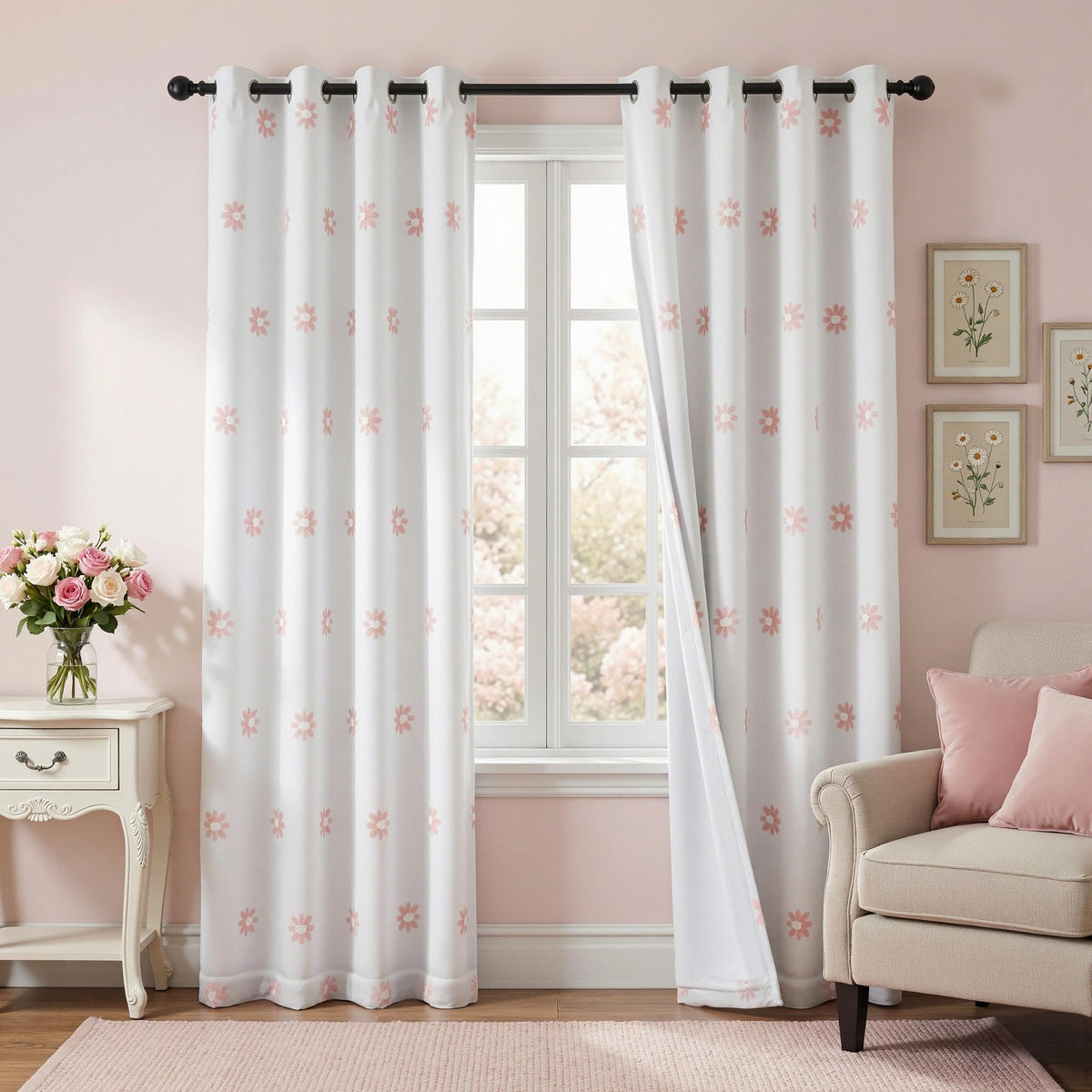 MYSKY HOME Kids Blackout Curtains for Boys Bedroom 84 Inch Long 100% Light Blocking Cute Curtains for Playing Room 2 Panels Grommet Nursery Drapes with Rainbow Pom Pom Sheer 2 Layered 50W x 84L