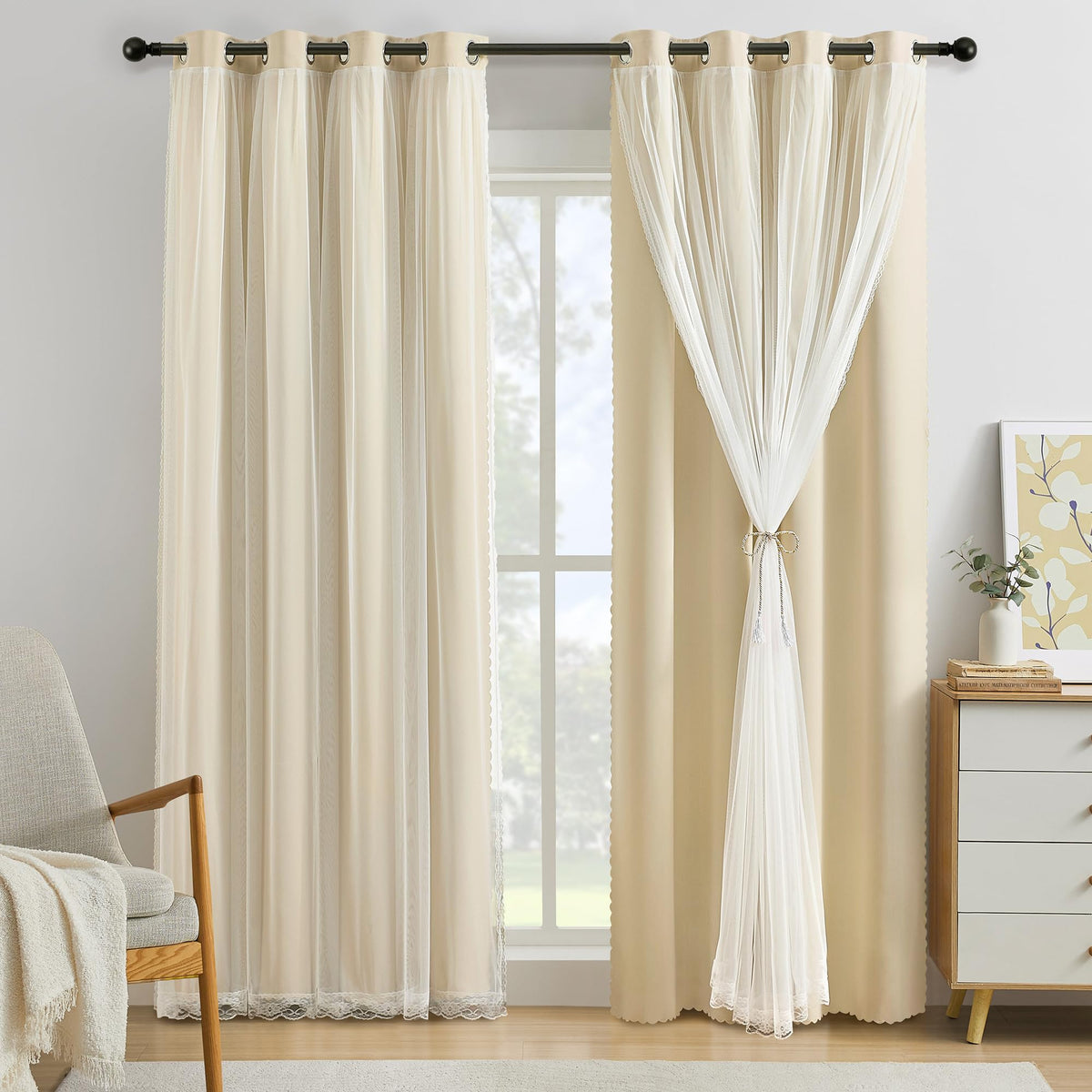 XiDi Blackout Curtains for Girls Bedroom Decor Pink Kids Rainbow Curtains