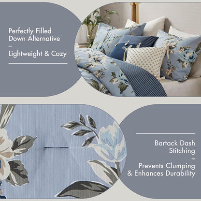 Madison Park Reversible Vintage Floral Comforter Set, 7PC King Bedding Set