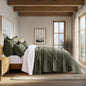 RECYCO Channel Box Stitch Velvet Quilt Set, King Size, Beige