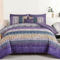 Cottolester Boho Comforter Set Queen Size 8 Piece Bed in a Bag Bohemian Striped Bedding Quilt Set Aqua Paisley Floral Comforter and Sheet Set,Soft Microfiber Complete Bedding Sets for All Season