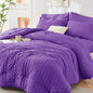 Queen Comforter Set - 7PCS Bed in a Bag, Seersucker Bedding Set, Dark Grey