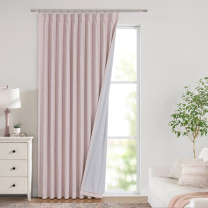 Vision Home Natural Pinch Pleated Full Blackout Curtains Linen Blended Room Darkening Window Curtains 95 inch for Living Room Bedroom Thermal Insulated Pinch Pleat Drapes with Hooks 2 Panel 40"Wx95"L