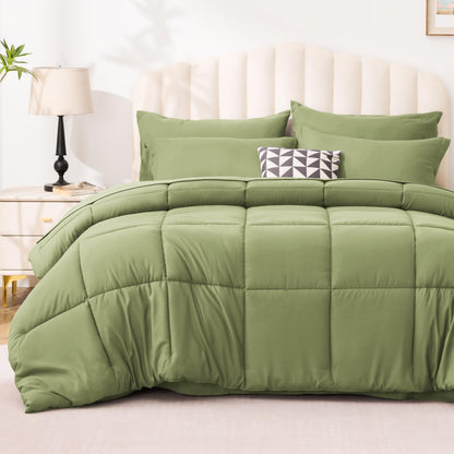 Love's cabin Queen Comforter Set, 7 Pieces Bed in a Bag, Black