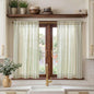 jinchan Linen Striped Tier Curtains for Kitchen Windows Green 26 x 24 inch