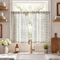 jinchan Linen Striped Tier Curtains for Kitchen Windows Green 26 x 24 inch