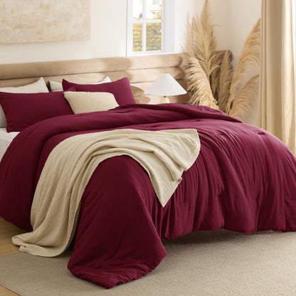 Bedsure Queen Comforter Set Prewashed Soft Bedding Set 3Pcs White 90"x90"