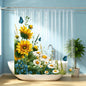 Clear Green Ivy Leaves Shower Curtain Liner, Transparent Plastic Nature Green Botanical Leaf Decorative Waterproof Shower Curtains for Bathroom, 72x72 Weighted Magnetic Shower Curtain Liner with Hooks