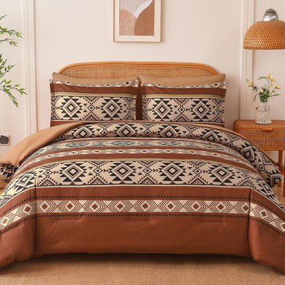 Anibedding Brown Full Size Comforter Set, 7 Pieces Boho Western Bedding Set