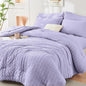 Queen Comforter Set - 7PCS Bed in a Bag, Seersucker Bedding Set, Beige