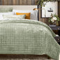 RECYCO Channel Box Stitch Velvet Quilt Set, King Size, Beige