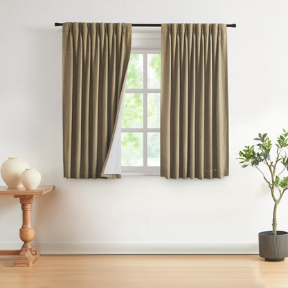 Vision Home Natural Pinch Pleated Full Blackout Curtains Linen Blended Room Darkening Window Curtains 95 inch for Living Room Bedroom Thermal Insulated Pinch Pleat Drapes with Hooks 2 Panel 40"Wx95"L