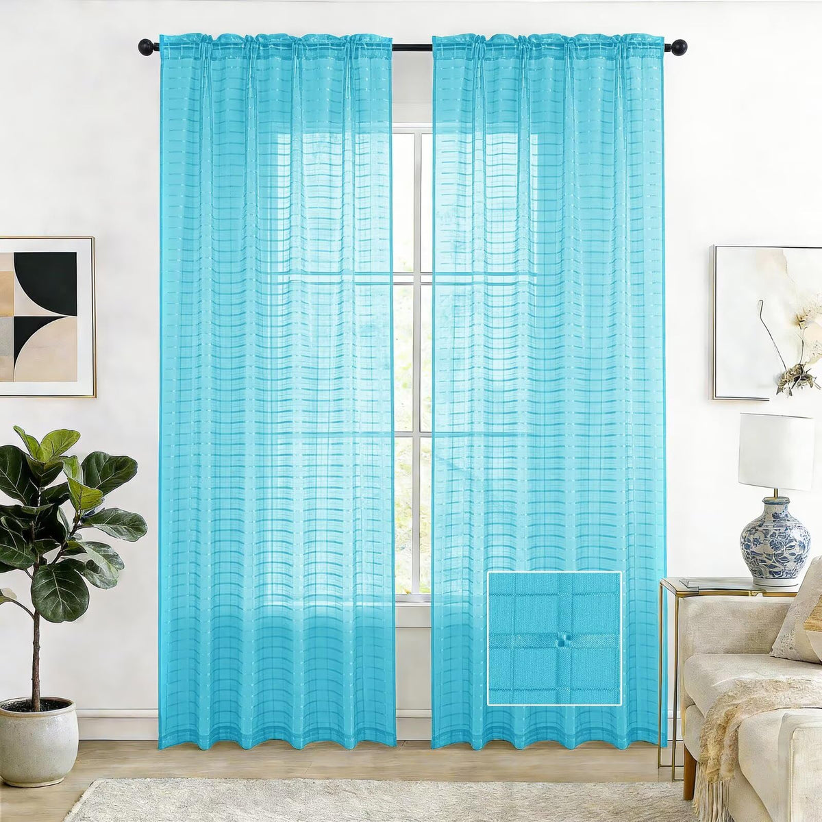 SpaceDresser Sheer Voile Curtains for Living Room 84 Inch Long 2 Panels
