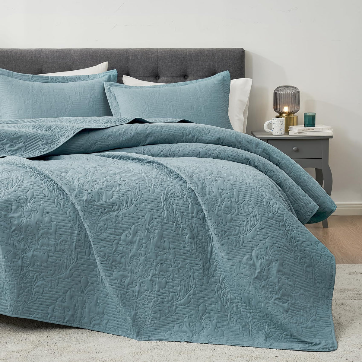 Hansleep Queen Quilt White Quilts Queen Size 3 Pieces (1 Quilt, 2 Shams)