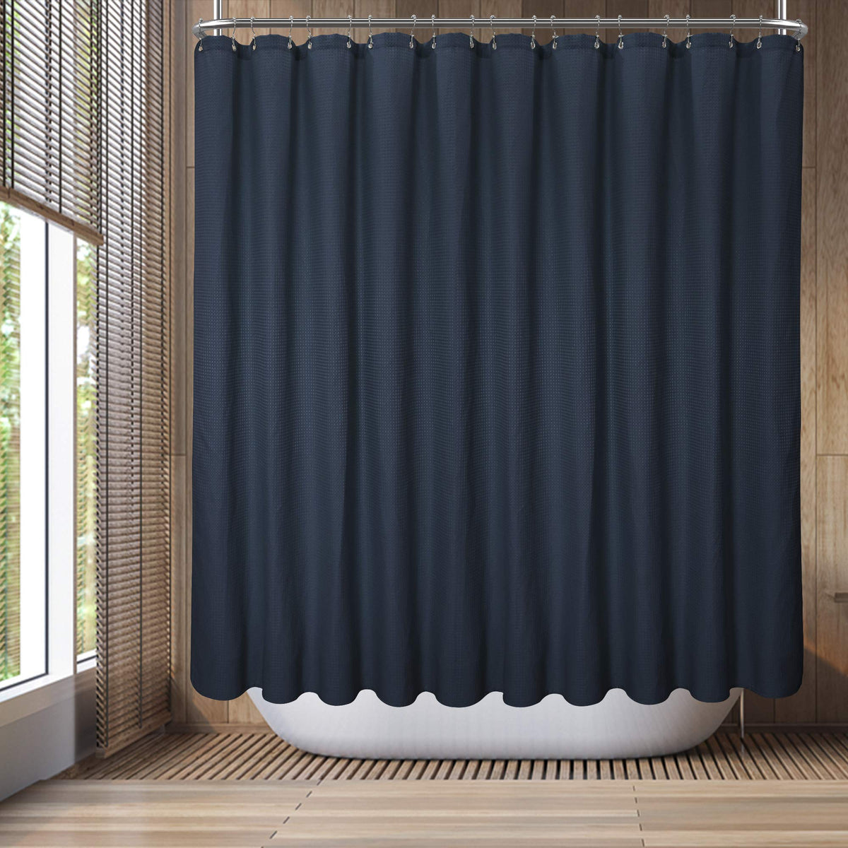 Barossa Design Waffle Weave White Shower Curtain Hotel, Standard Size