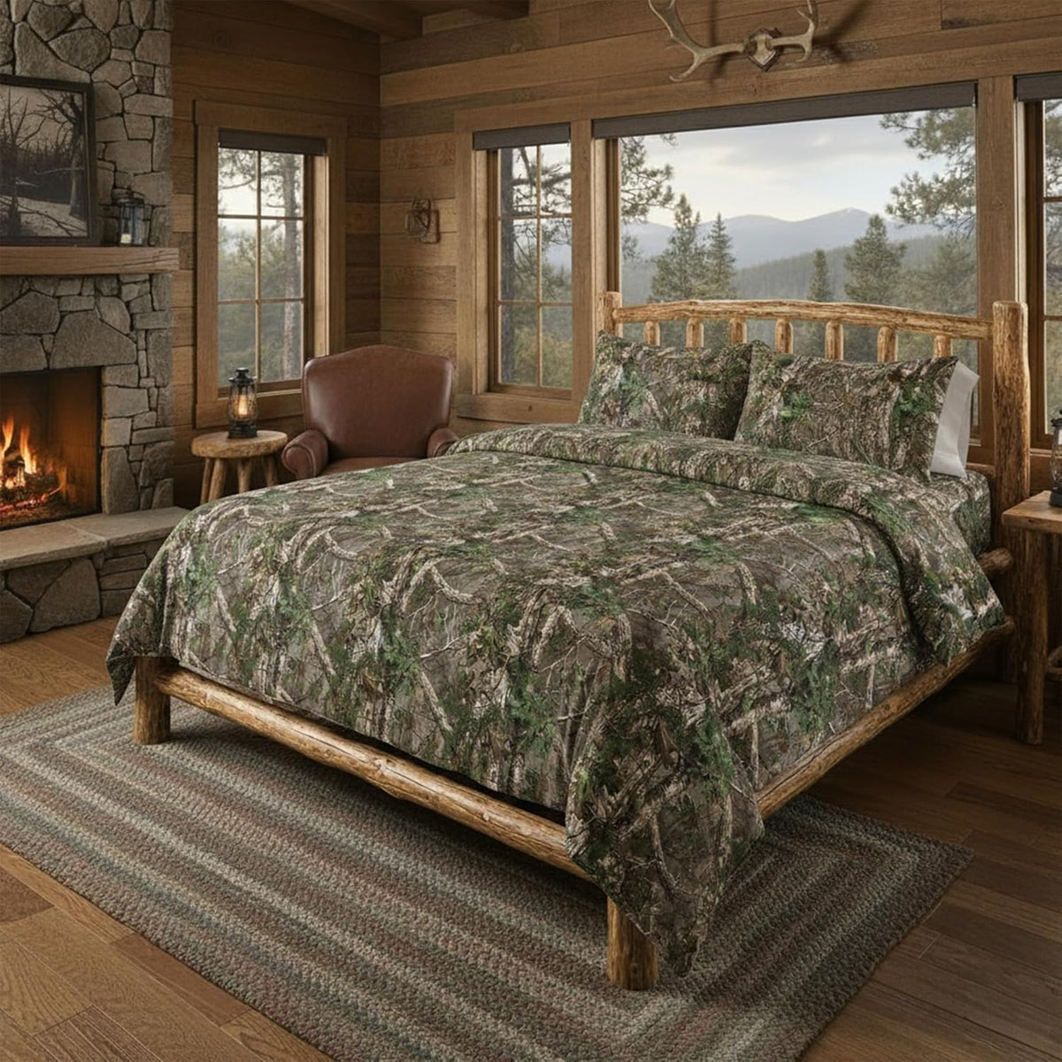 Northwest Realtree 5-Piece Queen Size Bed in a Bag Set, 1 Comforter, 1 Fitted Sheet, 1 Flat Sheet, 2 Pillowcases, All Seasons Bedding, MAX-7 Camo