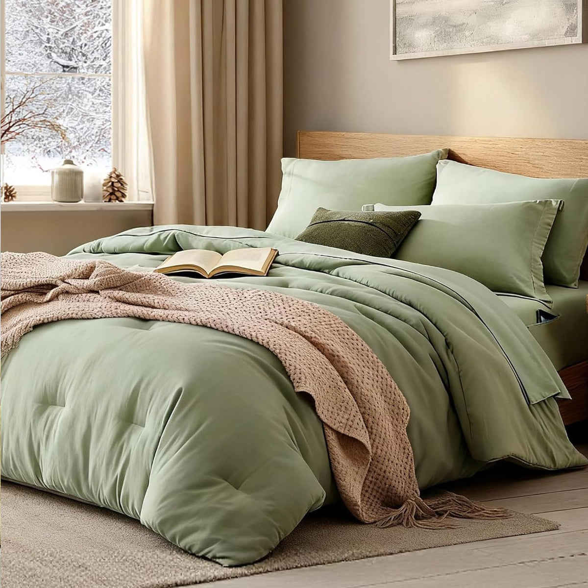 Full Size Comforter Sets-7 Pieces Ultra Soft Bed in a Bag Full Bedding Sets
