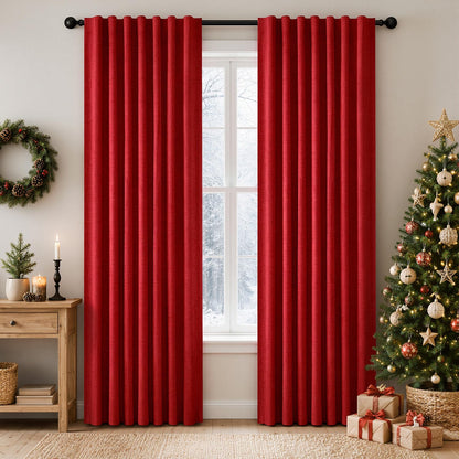 MIULEE 100% Blackout Linen Curtains for Bedroom 42 x 84 Inch Ivory 2 Panels