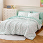 Amazon Basics Kids' Pink Bedding Set, 5-Piece Jacquard Bed-in-a-Bag with Comforter, Fitted Sheet, Flat Sheet, Pillowcase, Pillow Sham, Deep Pocket 16", All-Season, Pink Tufted, Twin