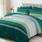 Dobuyly Teal Queen Comforter Set 7 Pieces, Blue Boho Striped Bed in a Bag Queen Size Soft Microfiber All Season Bedding Set with Comforter, Sheets, Pillowcases & Shams