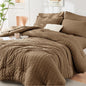 Queen Comforter Set - 7PCS Bed in a Bag, Seersucker Bedding Set, Dark Grey
