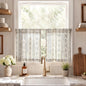 jinchan Linen Striped Tier Curtains for Kitchen Windows Green 26 x 24 inch
