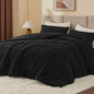 BEDELITE Fluffy Queen Comforter Set, Dark Grey Fleece Bed Set 3 Pieces