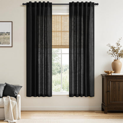 Nanspring Linen Kitchen Window Curtains Over Sink for Cafe 36x36 Inch Cream