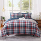 MaiRêve Plaid Queen Comforter Set Navy Blue 7 Pieces Bed in a Bag
