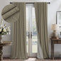 100% Blackout Curtains 84 Inch Length 2 Panels Set Neutral Boho Linen Farmhouse for Bedroom Windows Living Room Darkening Thermal Insulated Drapes Natural Cream Ivory 7ft Long Back Tab Pleated Pocket
