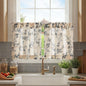 jinchan Floral Linen Kitchen Tier Curtains, 24 Inch, 2 Panels, Green
