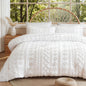 MR&HM Queen Comforter Set 7 Pieces, Fluffy Tufted Boho Beddding Set Beige
