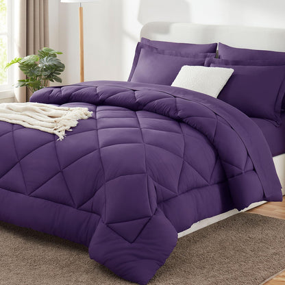 CozyLux Full Comforter Set 82"x86" Dark Grey - 7 Piece Bed in a Bag