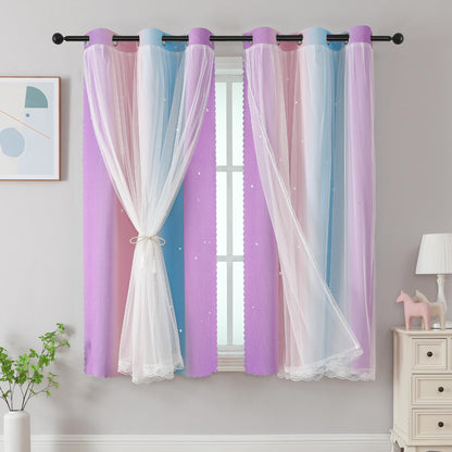 XiDi Curtains for Girls Bedroom Decor, Rainbow Blackout Curtains for Kids/Little Girl Room Decor, Unicorn Wall Decals,Pink Purple Green,63 x 34 inches,1 Panel