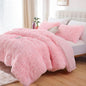 Smoofy Fluffy Queen Comforter Set, Faux Fur Pink Comforter Set 3 Pcs