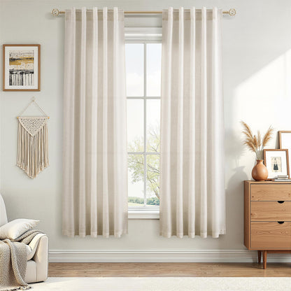Nanspring Linen Kitchen Window Curtains Over Sink for Cafe 36x36 Inch Cream