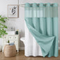 Colorful Star Sage Green No Hook Waffle Shower Curtain Set, 72 x 75 Inch
