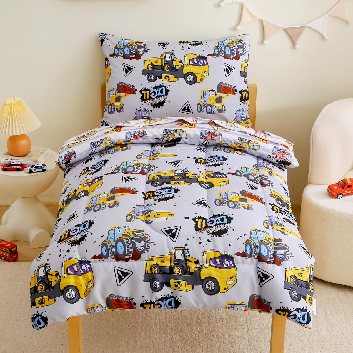 Mooreeke Toddler Bedding Sets for Girls,4 Pieces Blue Ocean Animals Printed