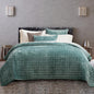 RECYCO Channel Box Stitch Velvet Quilt Set, King Size, Beige