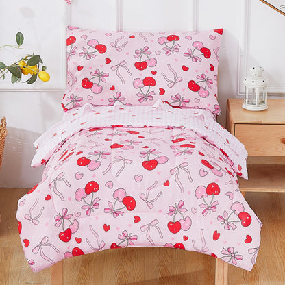 Mooreeke Toddler Bedding Sets for Girls,4 Pieces Blue Ocean Animals Printed
