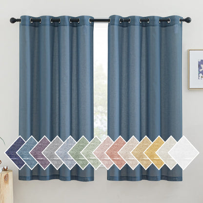 NICETOWN Semi Sheer Linen Ivory Curtains for Bedroom, W52xL84, 2 Panels