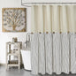 DOSLY IDÉES Farmhouse Shower Curtain,Beige and Gray Stripe,Button Curtain,Linen and Cotton Woven Fabric,Rustic Charm Country Chic Style,72x72 in