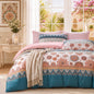 MUXHOMO Duvet Cover King Size, 3-Piece Floral Grey-Blue Bedding Set