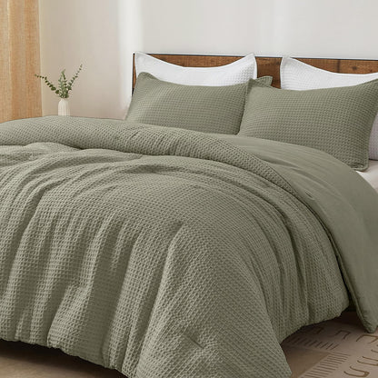 PHF Ultra Soft Waffle Comforter Set 3 Pieces King, Linen
